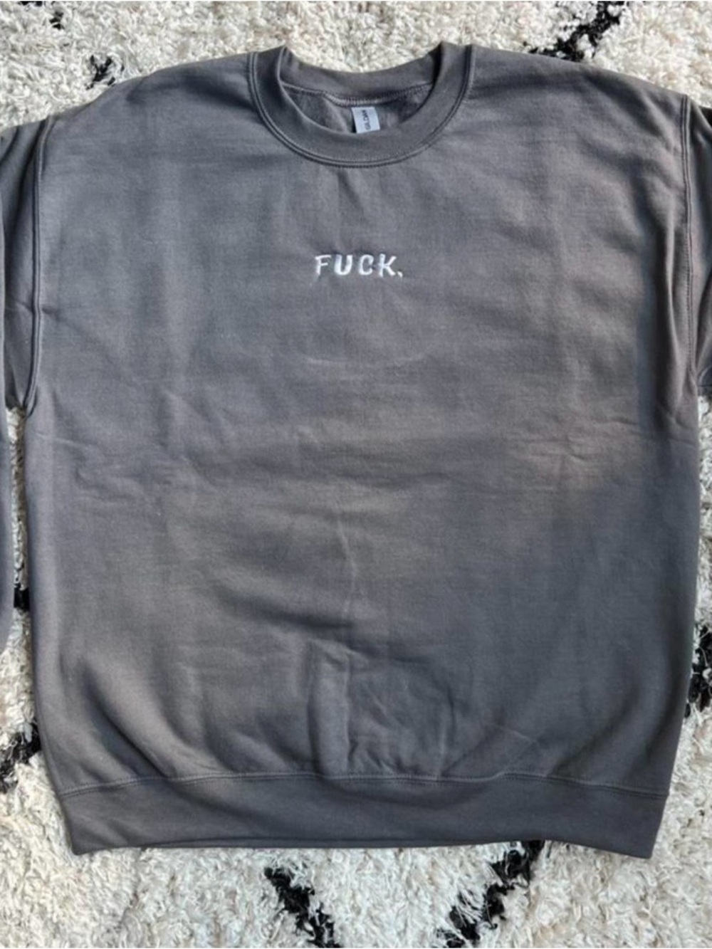 Gray Embroidered Graphic Crewneck Sweater